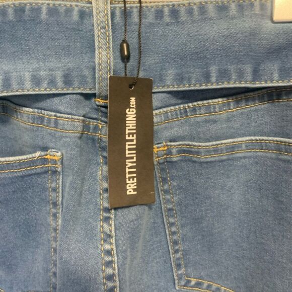 PLT Bell Bottom Flare Jeans Cutout Stretch High Rise Women’s 8 Light Wash Belted - Picture 6 of 7